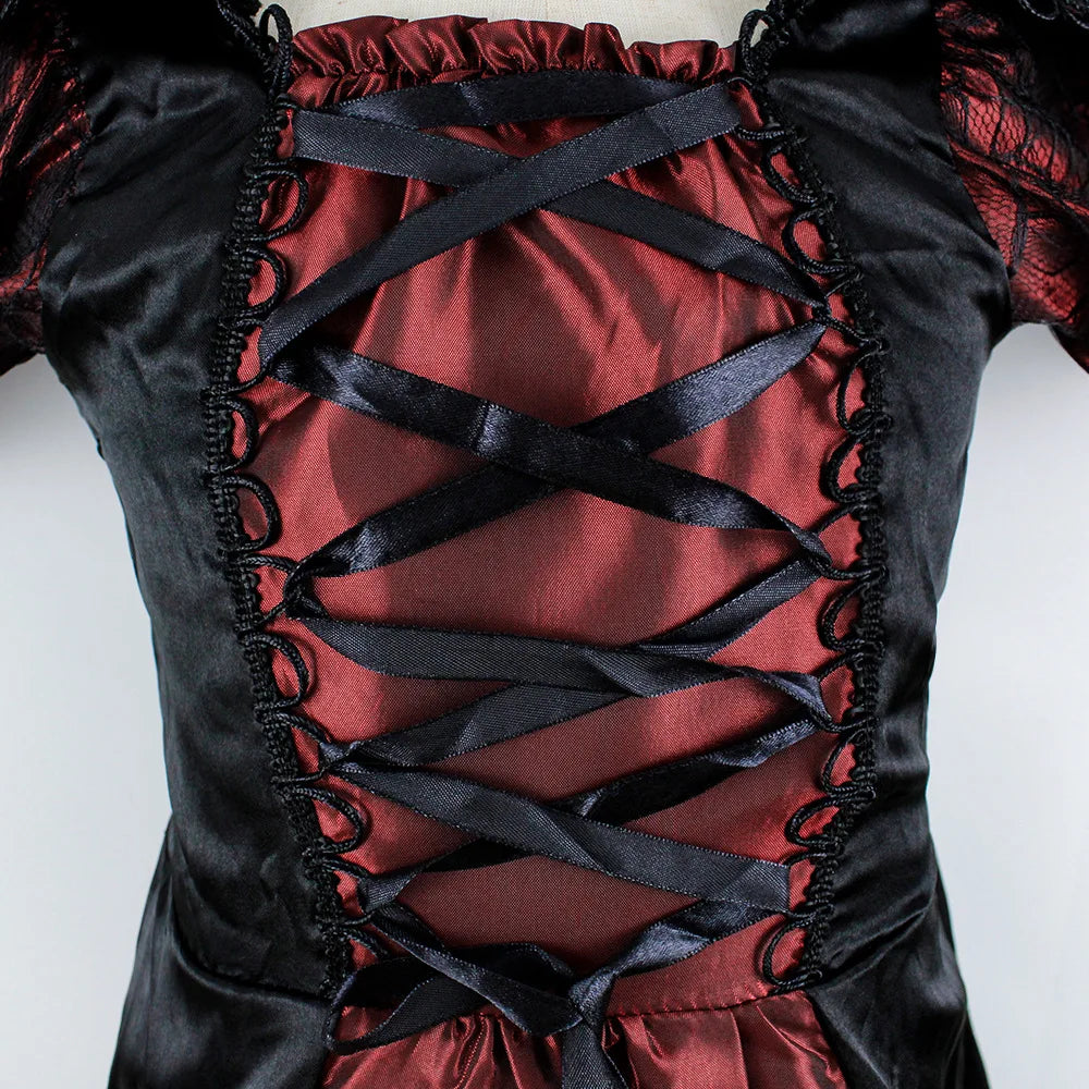Déguisement Vampire Fille Rouge et Noir à Lacet
