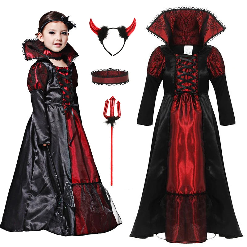 Déguisement Vampire Fille Rouge et Noir Stylé