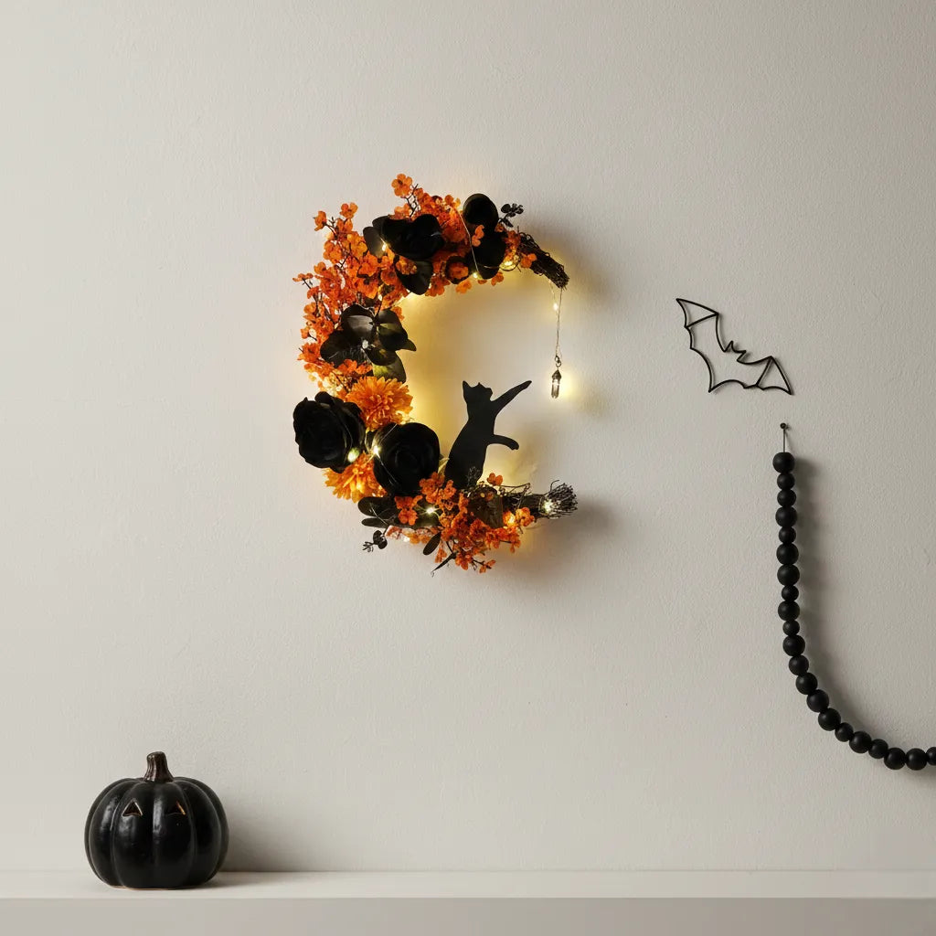 Demi-couronne Chat Halloween Lumineuse Stylé