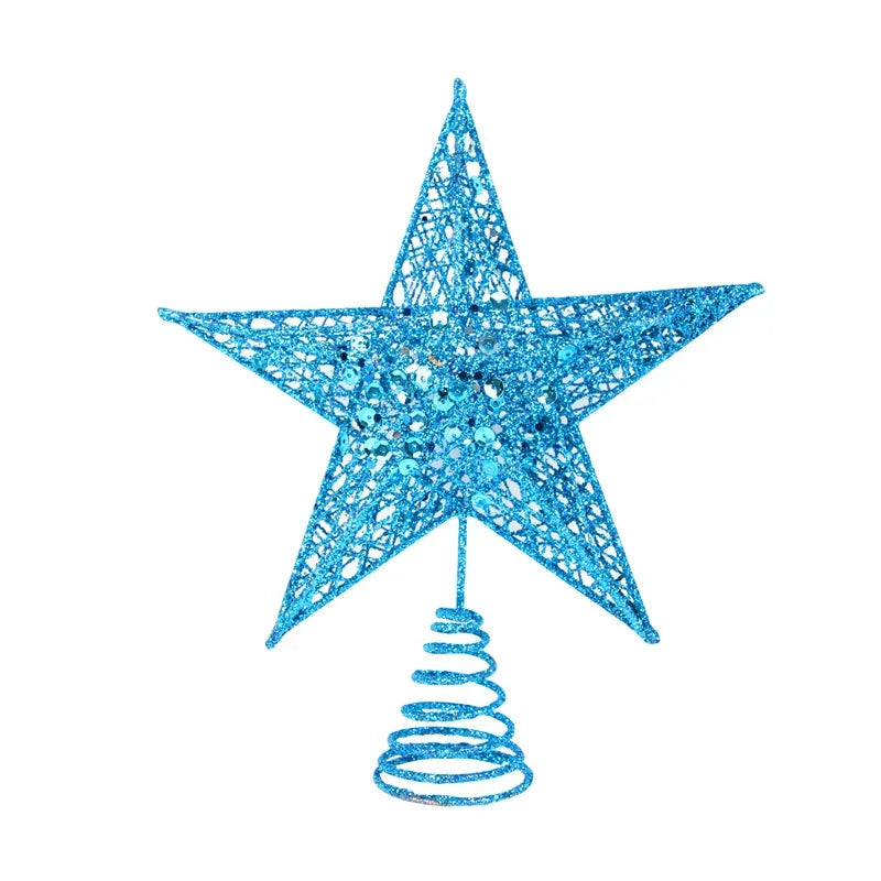 Etoile Noël Pailletée en Fer Forgé Bleu
