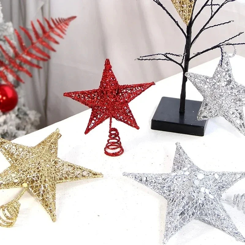 Etoile Noël Pailletée en Fer Forgé Rouge