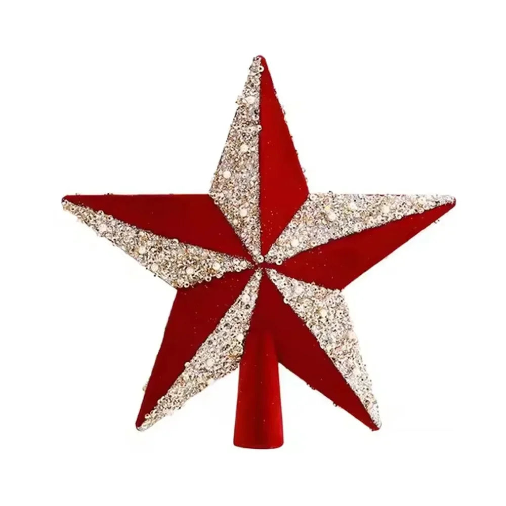 Etoile Sapin de Noël Rouge à Paillettes élégante
