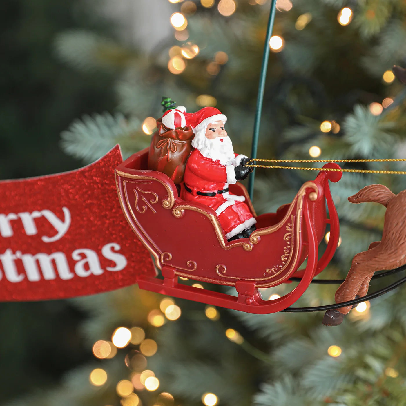 Etoile de Noël Lumineuse Animée avec Traîneau Scintillant