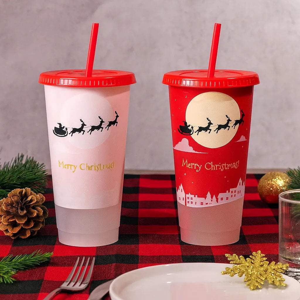 Gobelet Noël en Plastique Illustré Traîneau