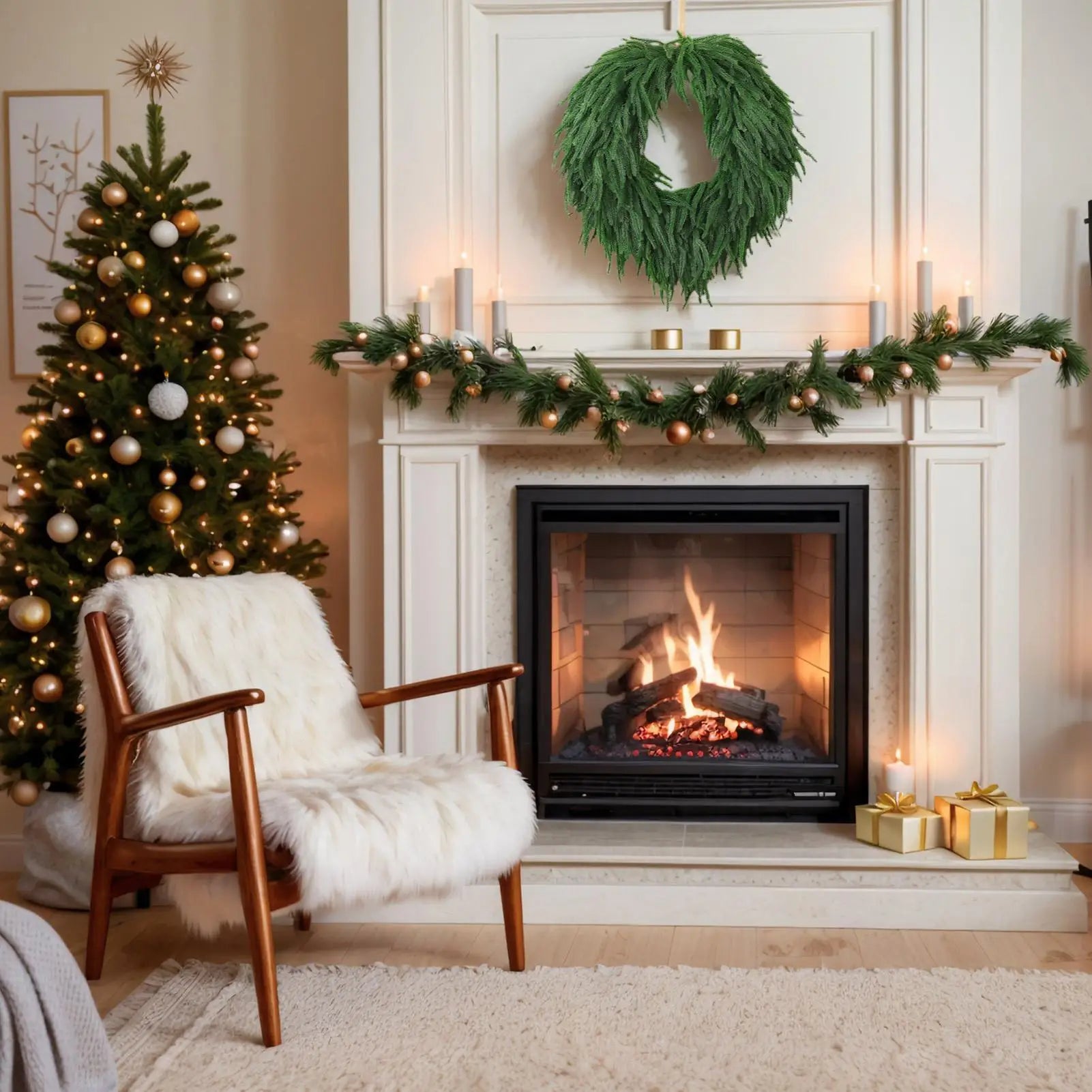 Grande Couronne de Noël Verte Design