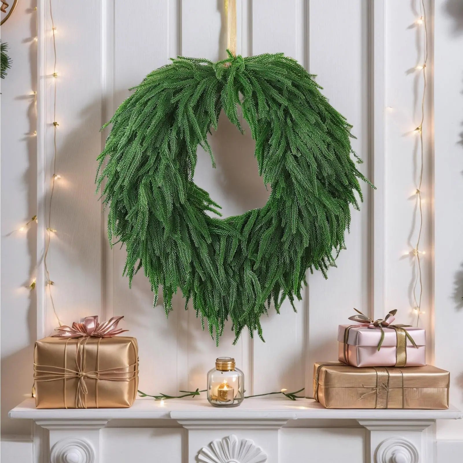 Grande Couronne de Noël Verte artificiel