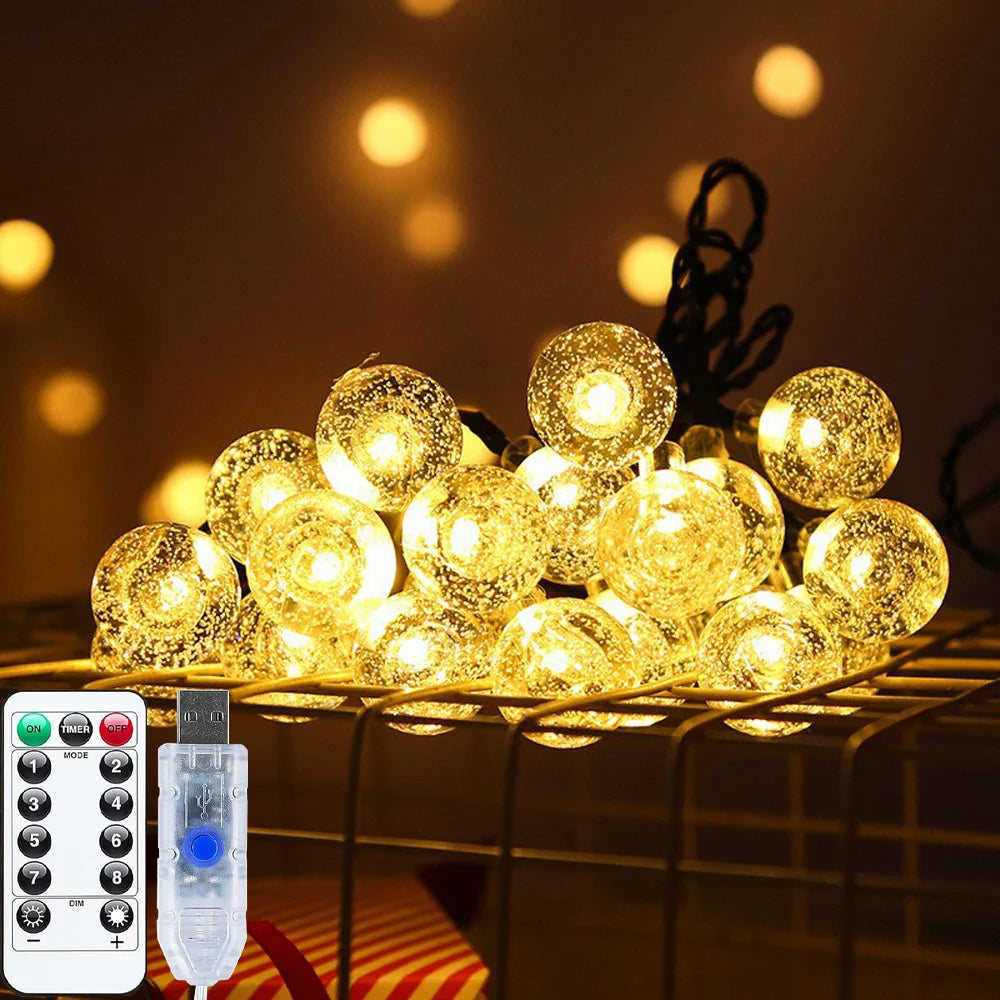 Guirlande Extérieure De Boules Blanc Chaud