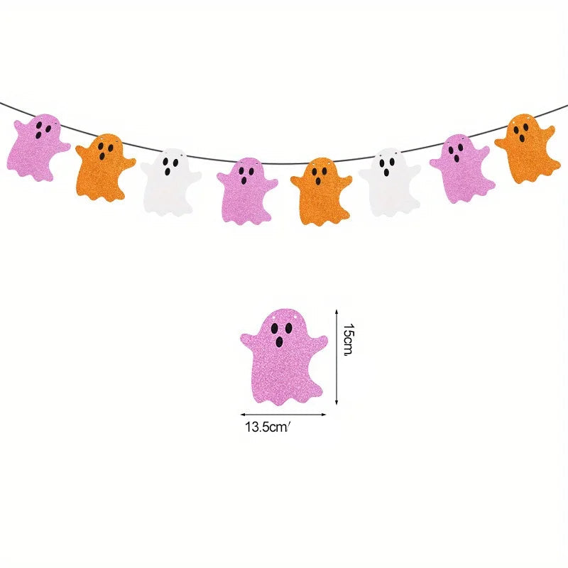 Guirlande Fantômes Rose et Orange Mignon