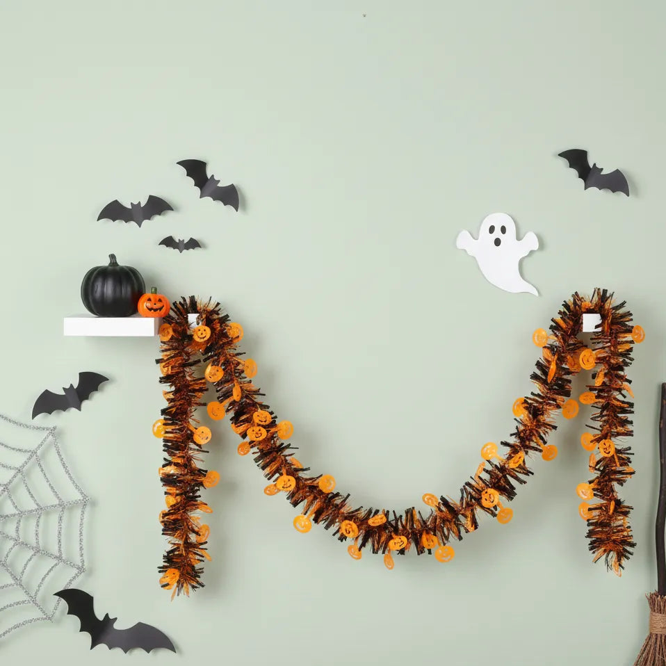 Guirlande Halloween Citrouilles Orange et Noire