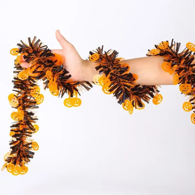 Guirlande Halloween Citrouilles Orange et Noire Unique