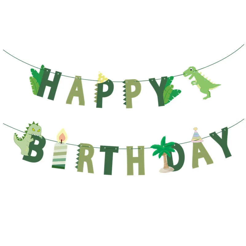 Guirlande Happy Birthday Dinosaure Vert Original
