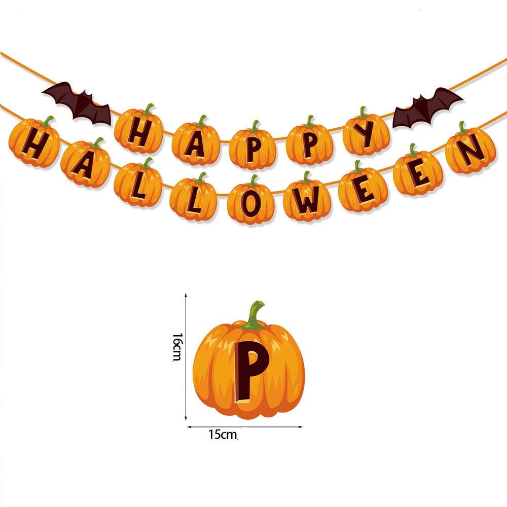 Guirlande "Happy Halloween" Citrouille stylé