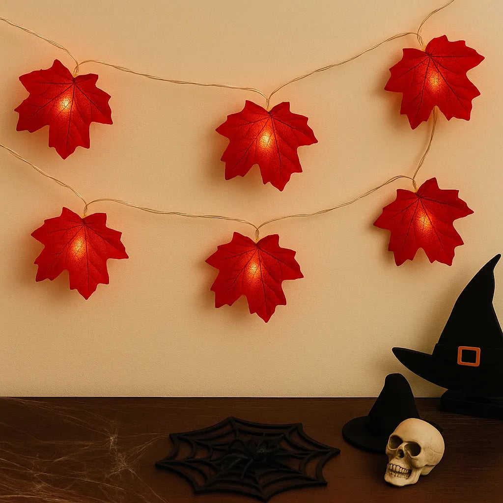 Guirlande Lumineuse Feuilles d’Erables Rouge Halloween