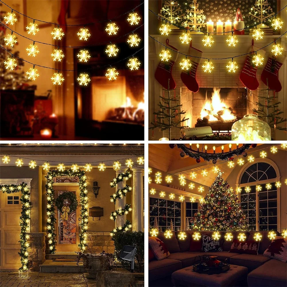 Guirlande Lumineuse Flocons De Noël Blanc Chaud stylé