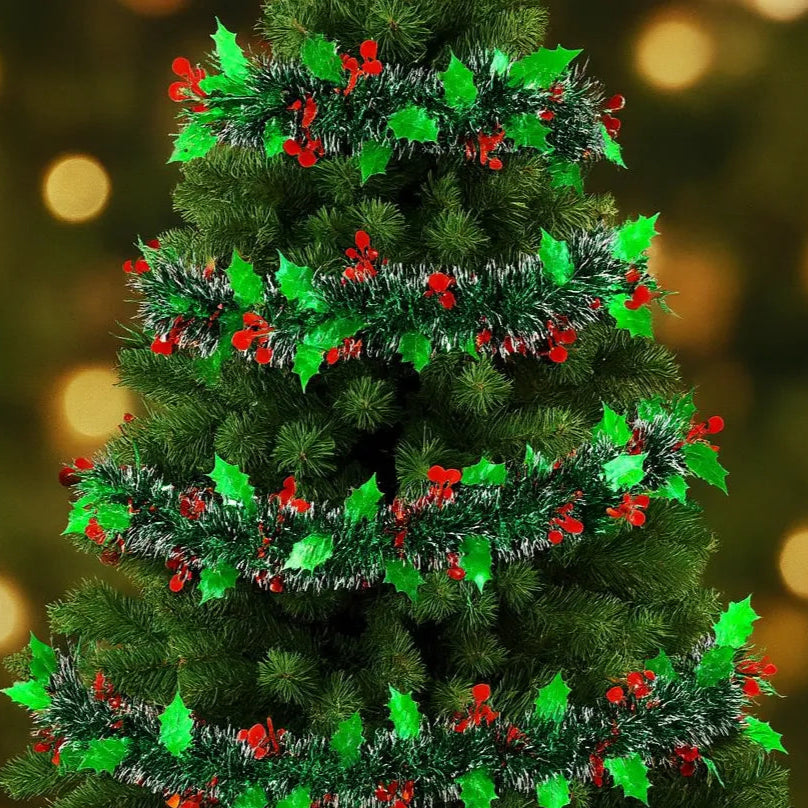 Guirlande de Noël Houx Blanc et Vert
