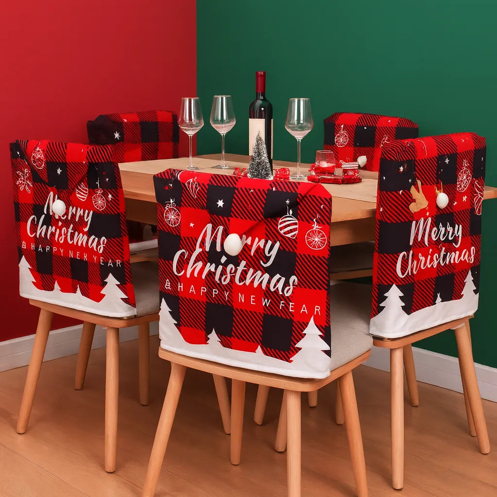 Housse de Chaise Carreaux Noir et Rouge
