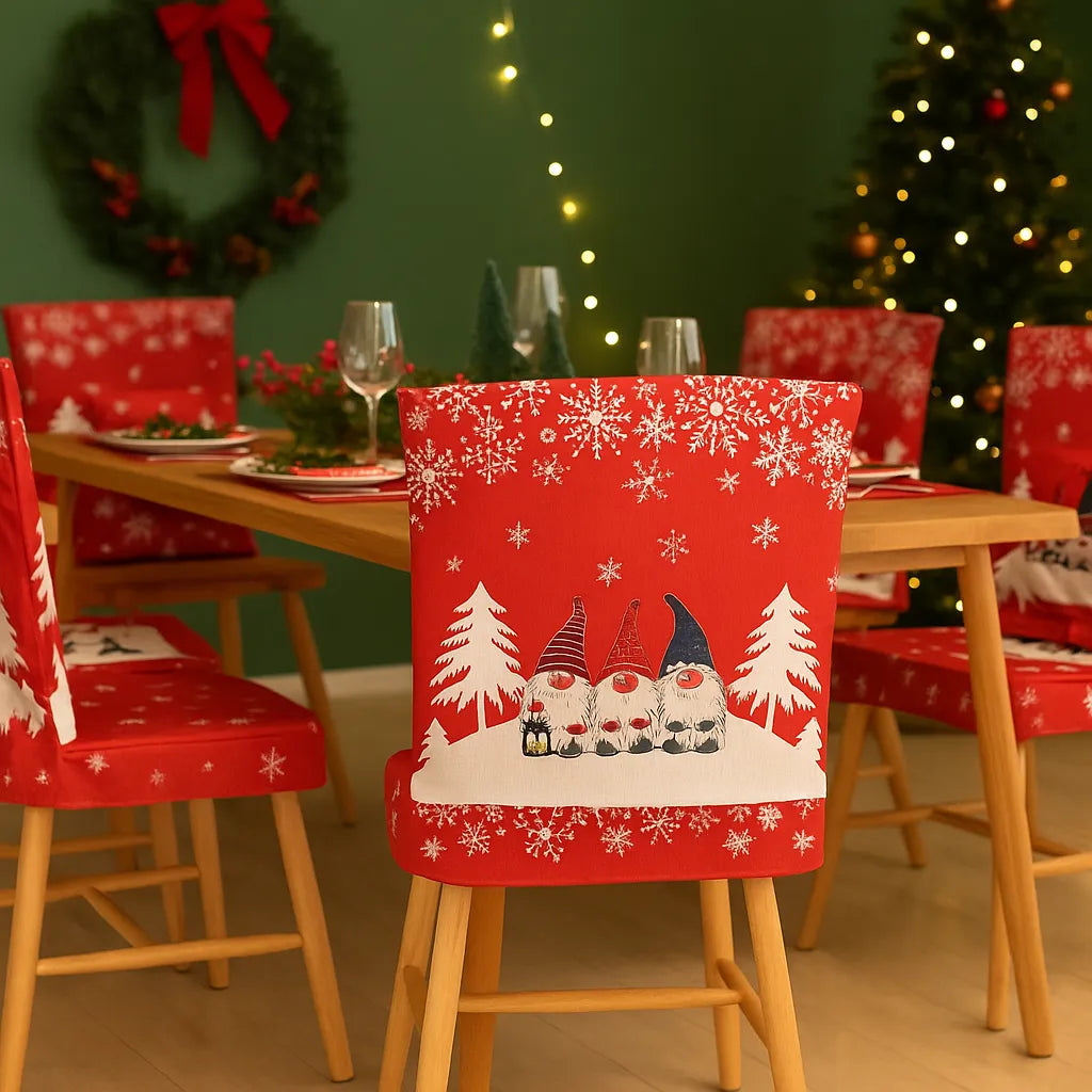 Housse de Chaise Lutins Flocons Rouge