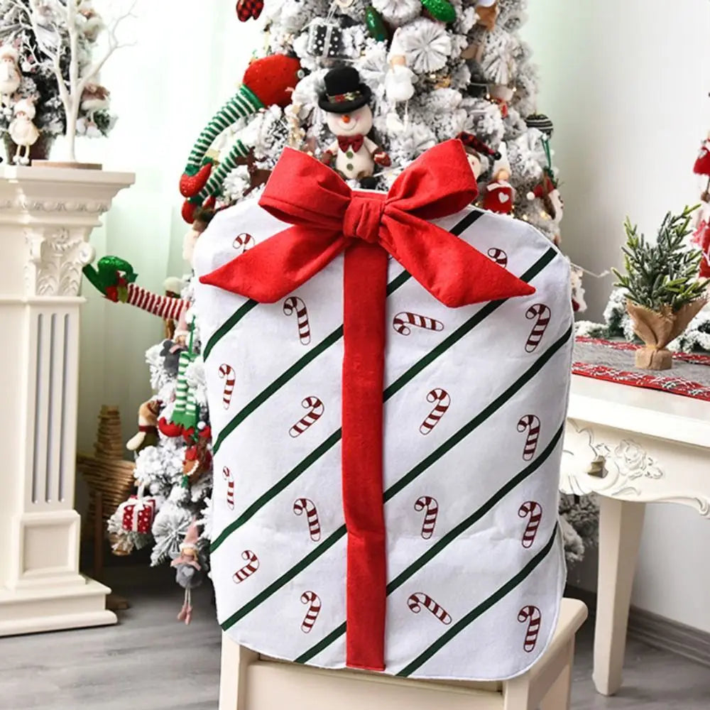 Housse de Chaise Noël Cadeau Blanc Design