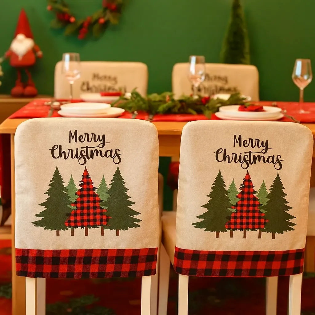 Housse de Chaise Sapins de Noël
