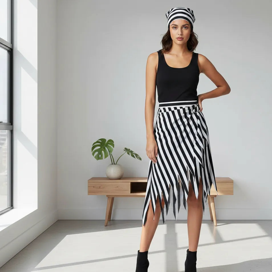 Jupe Pirate Rayures Noir et Blanc