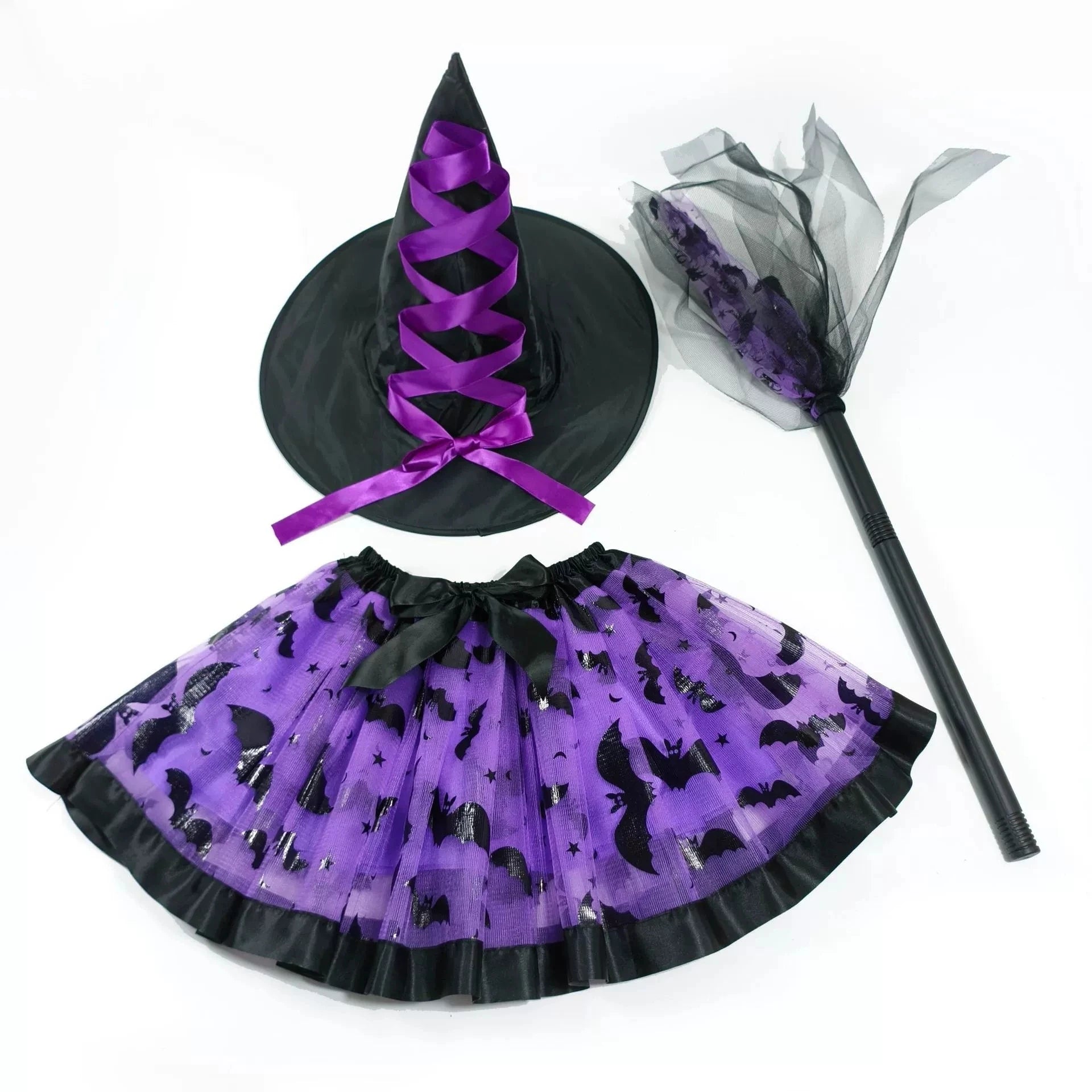 Jupe Violette et Accessoires Sorcière Complet