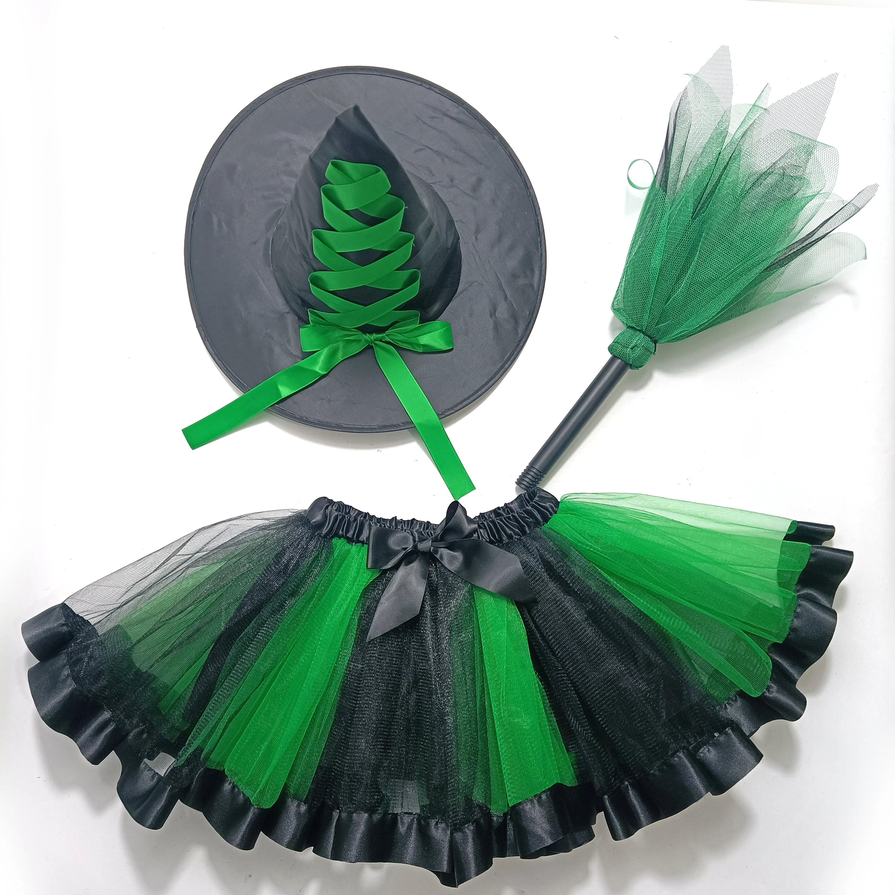 Jupe en Tulle Verte pour Fillette Sorcière Complet