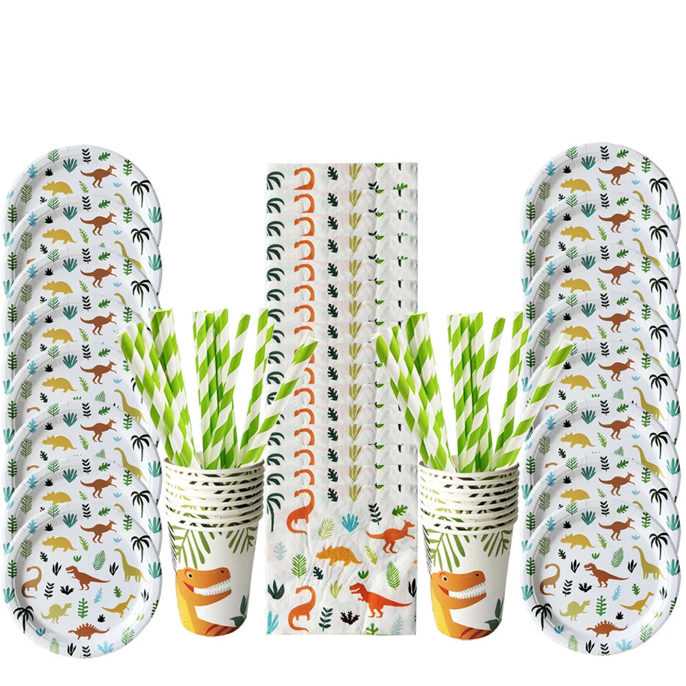 Kit Vaisselle Dinosaure Blanc