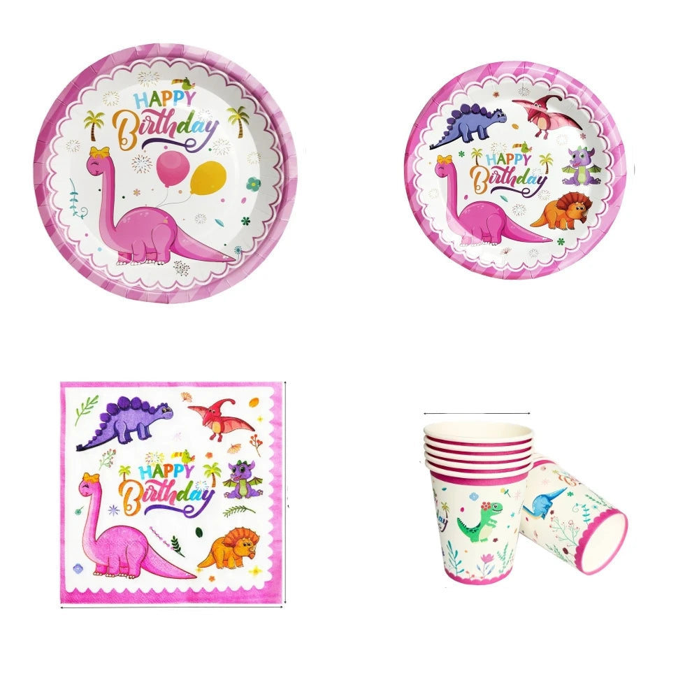 Kit Vaisselle Dinosaure Rose