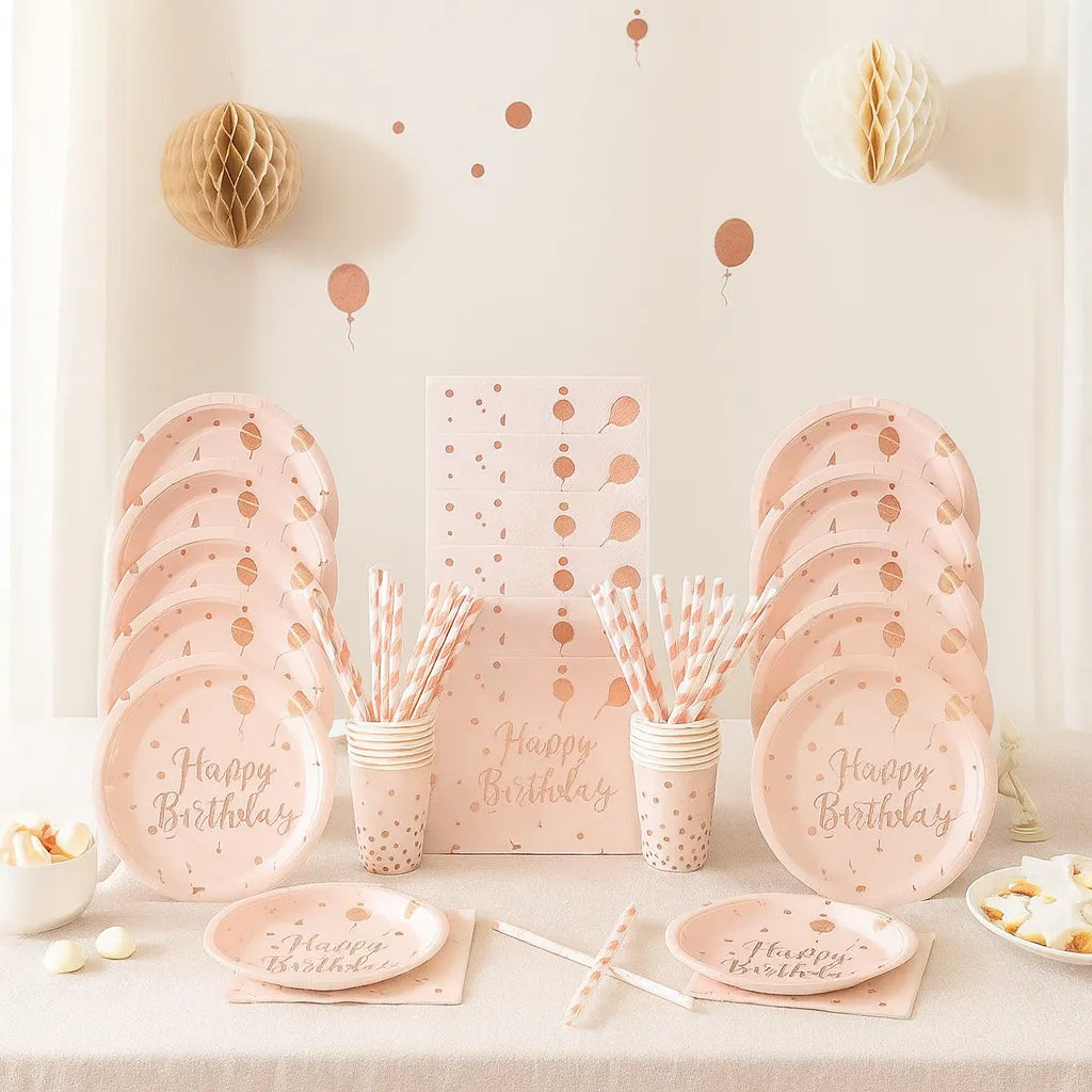 Kit Vaisselle Happy Birthday Rose