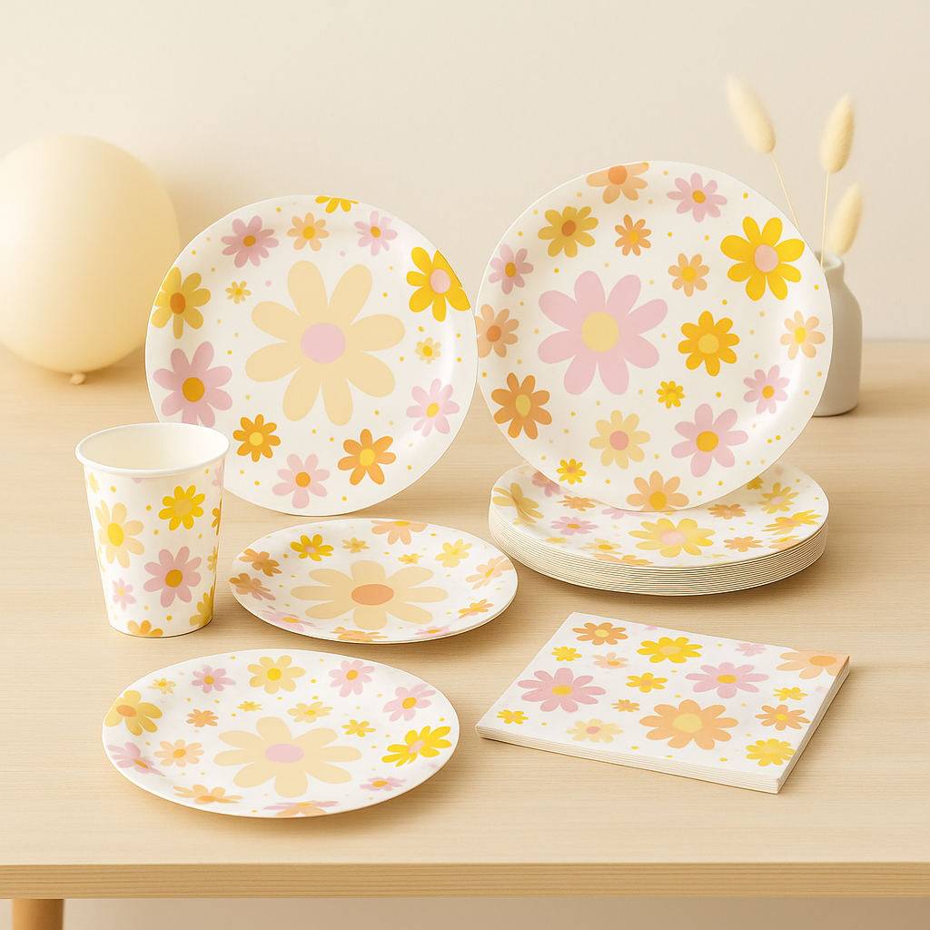 Kit Vaisselle Jetable Fleurs Douces