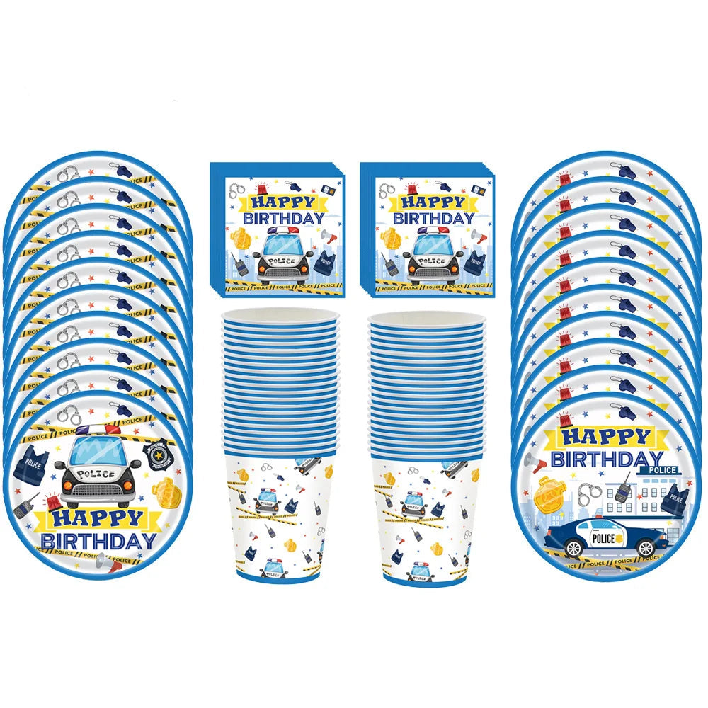 Kit Vaisselle Jetable Police Papier