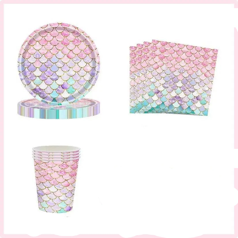 Kit Vaisselle Rose Thème Sirène