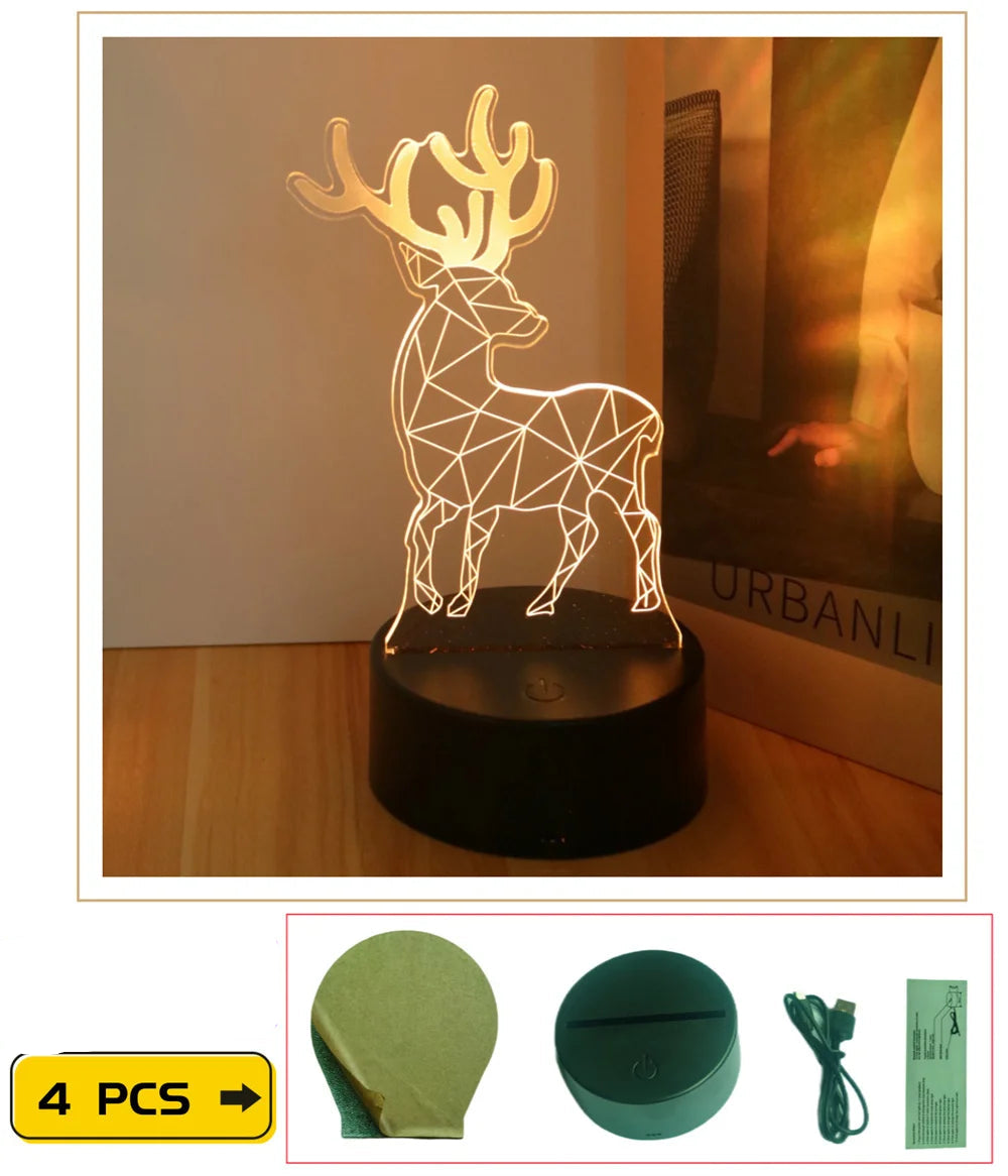 Lampe de Noël Effet 3D Renne chic