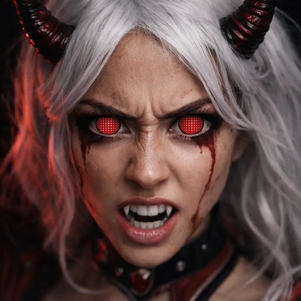 Lentilles Halloween Rouges Quadrillage