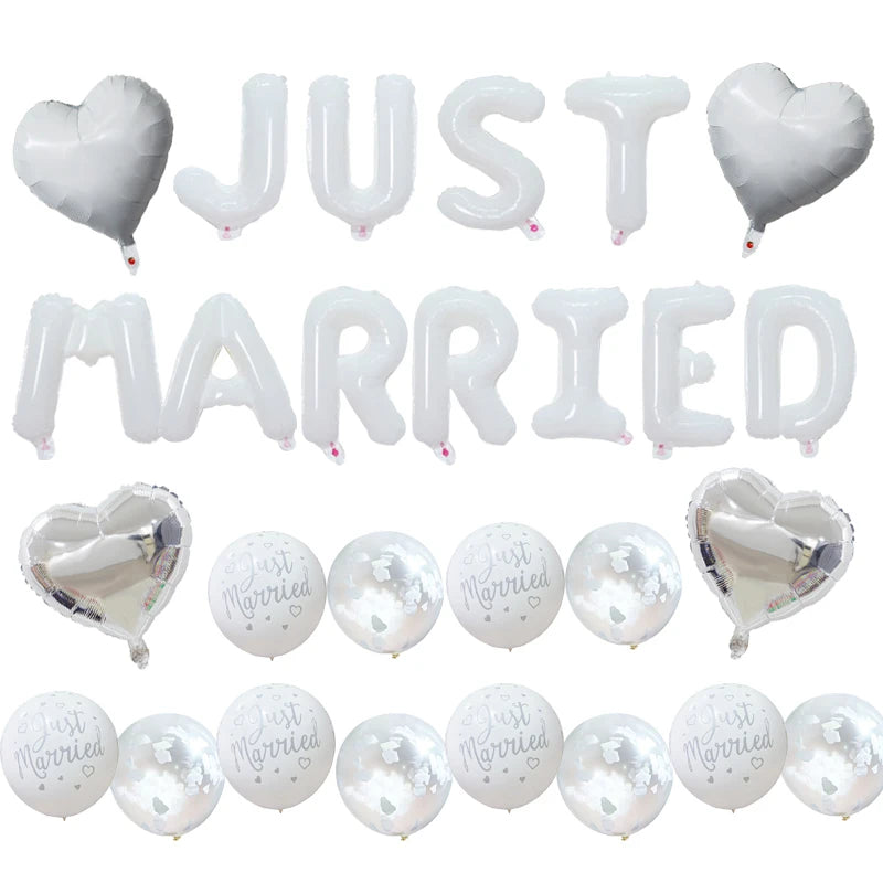 Lot de Ballons Just Married Unique