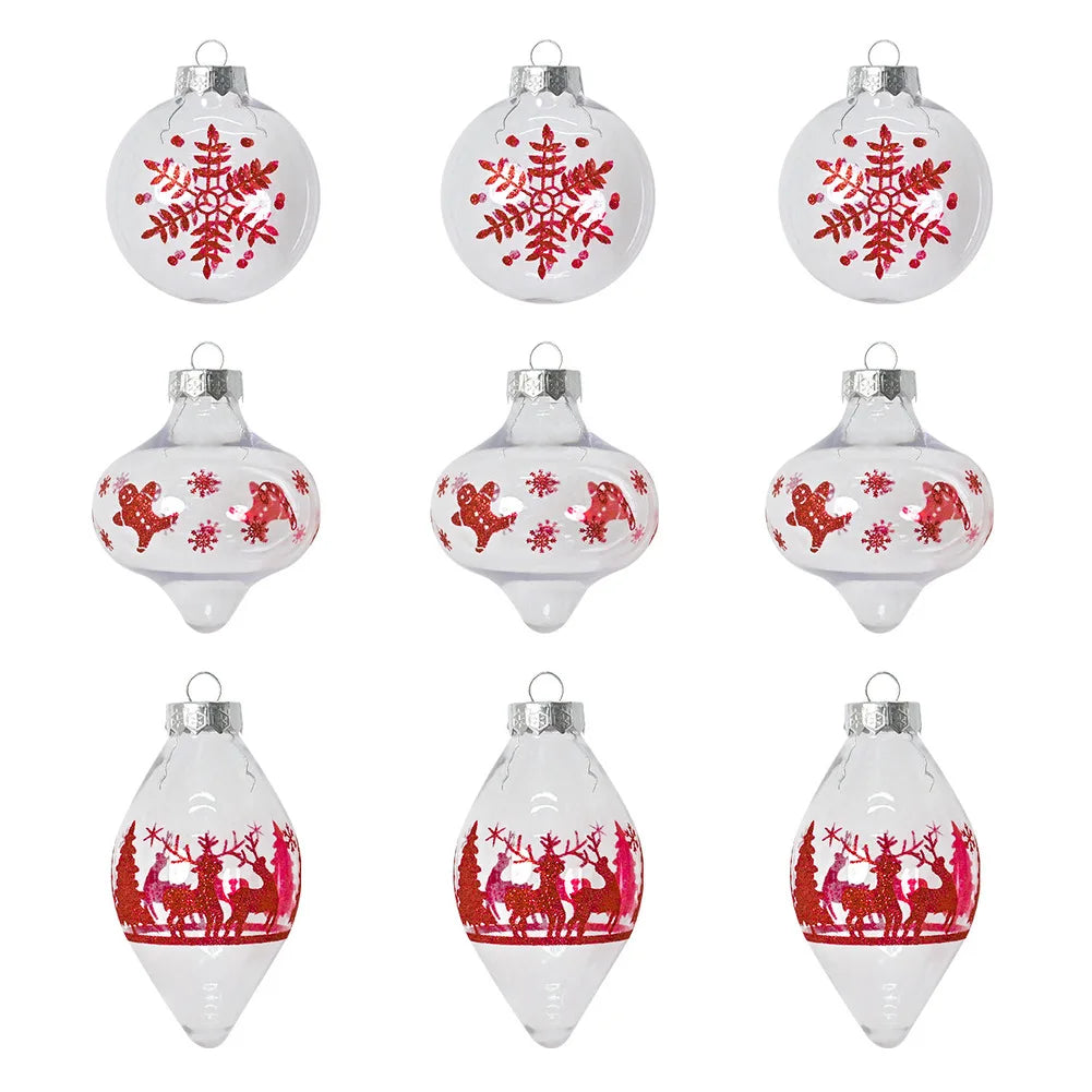 Lot de Boules Transparentes Peintes en Rouge chic