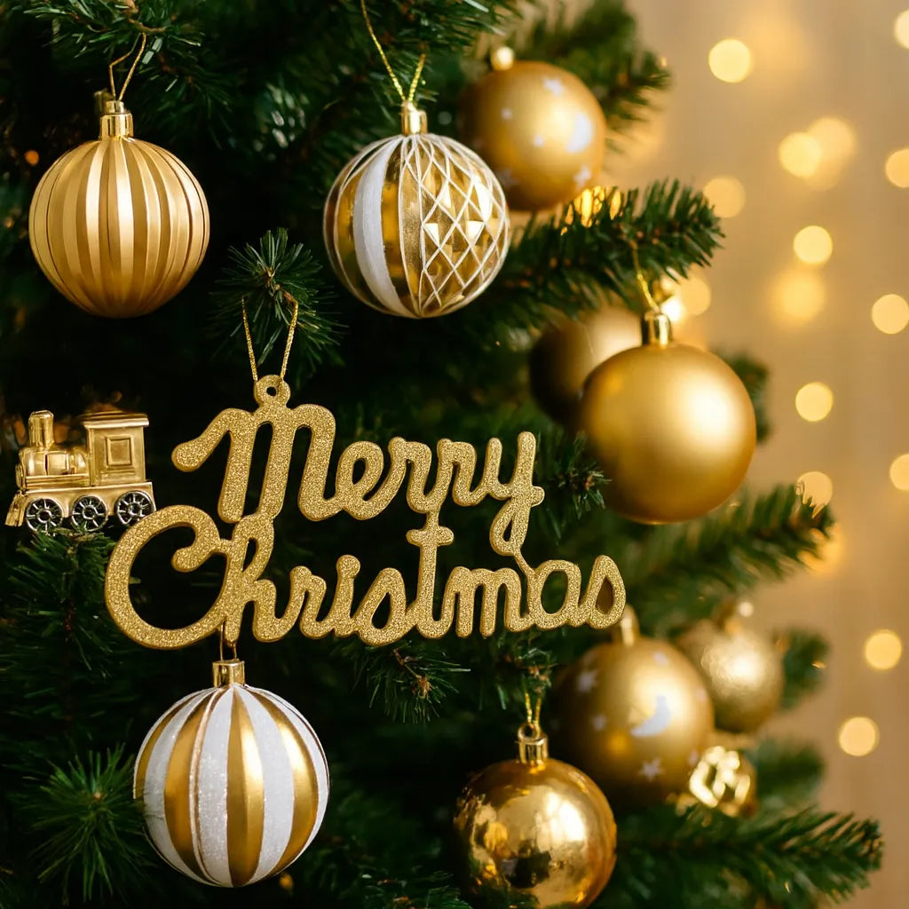 Lot de Boules de Noël Dorées Design Unique