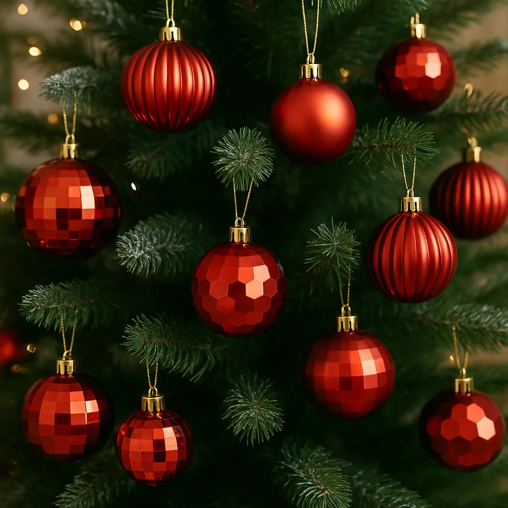 Lot de Boules de Noël Rouges Modernes
