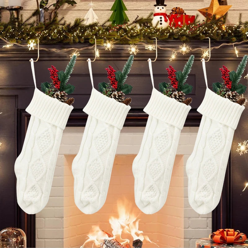 Lot de Chaussettes Décoratives Noël Blanches