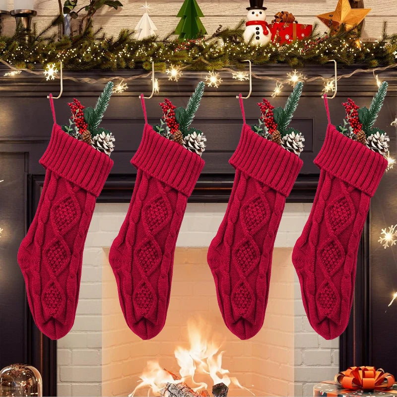 Lot de Chaussettes Décoratives Noël Rouges