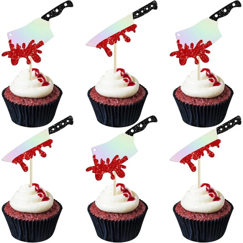 Lot de Cupcake Toppers Couteaux sanglants Chic