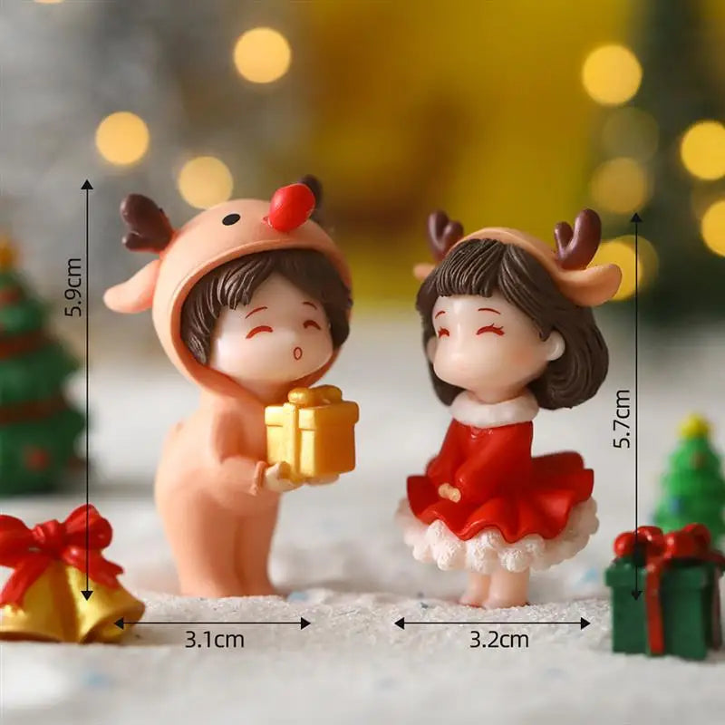 Lot de Figurines Petites Filles Noël Féérique