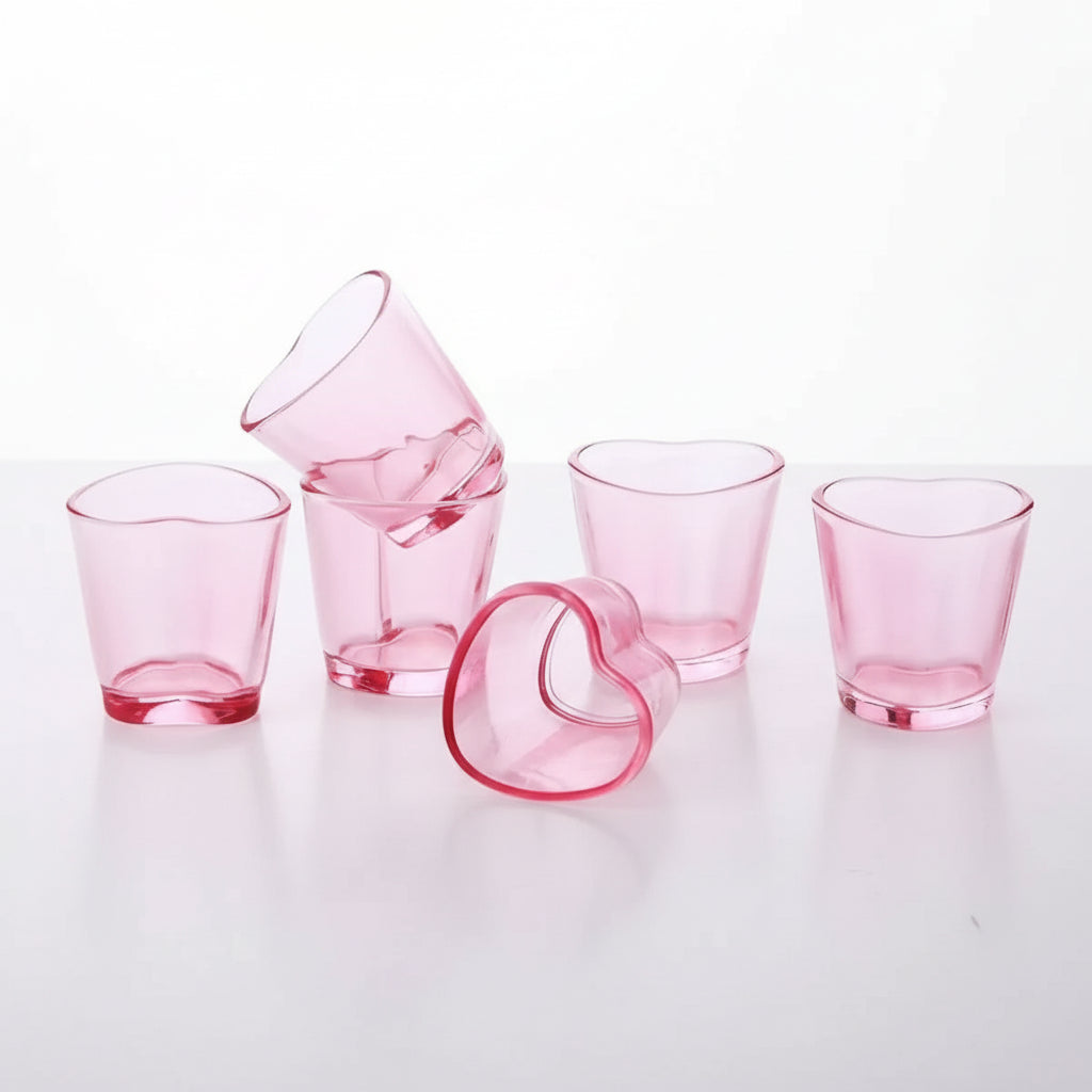 Lot de Mini-Verres Cœurs en Acrylique Transparent