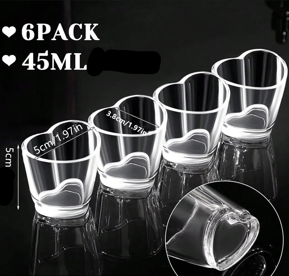 Lot de Mini-Verres Cœurs en Acrylique Transparent chic