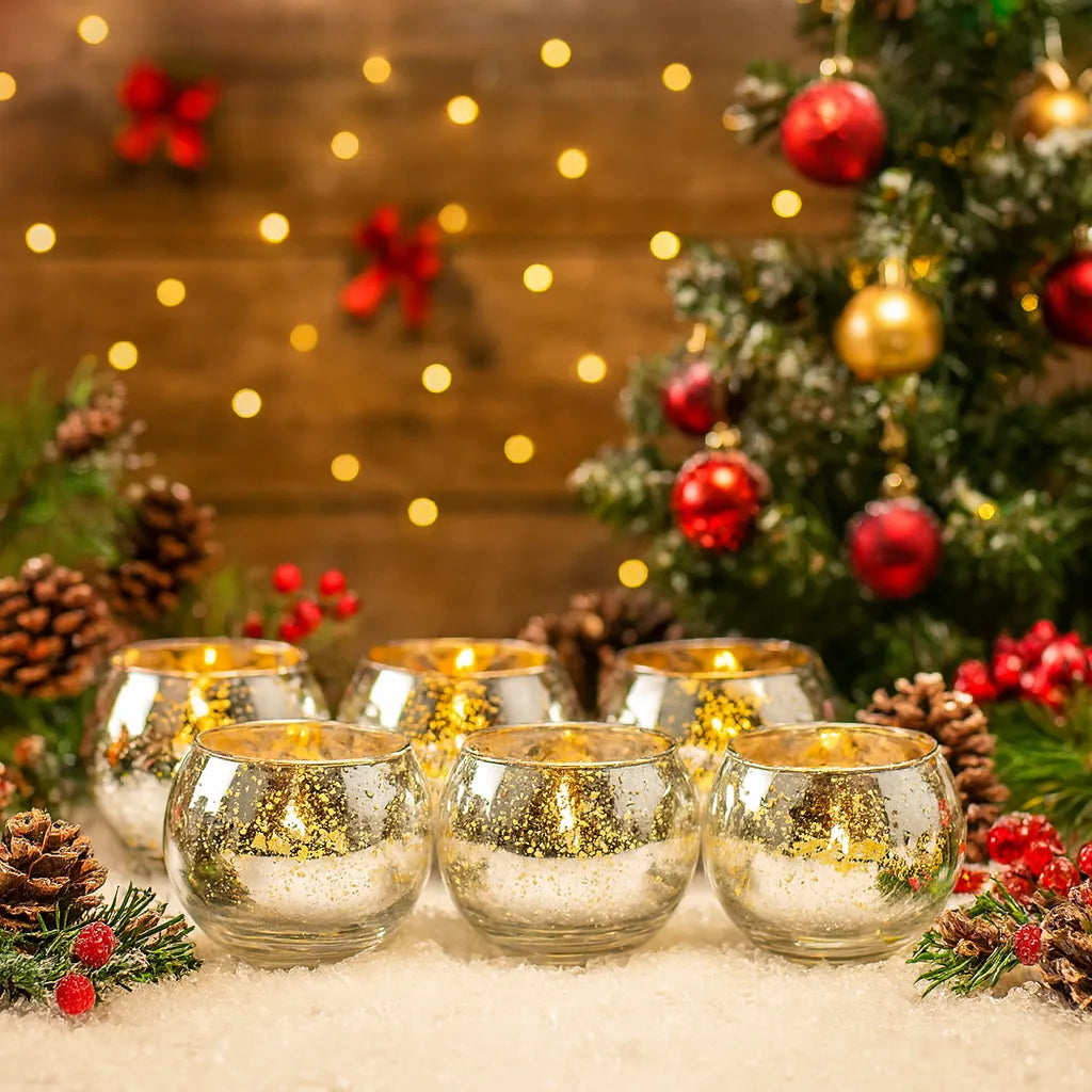 Lot de Photophores Noël Design Argentés.