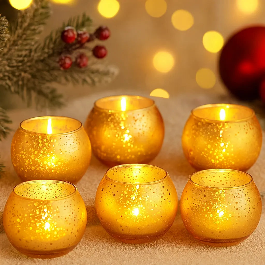 Lot de Photophores Noël Dorés élégantes