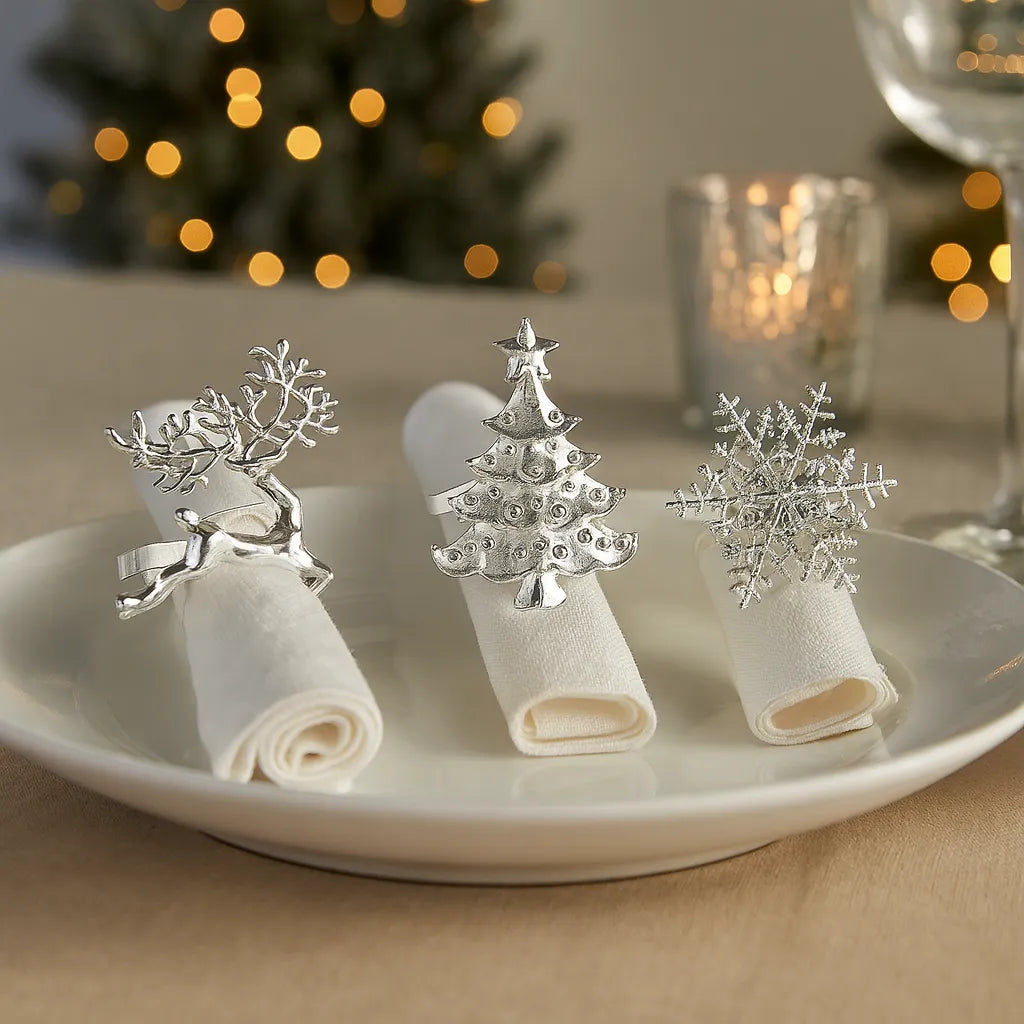 Lot de Ronds de Serviette Noël Argentés