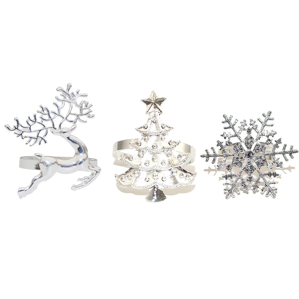 Lot de Ronds de Serviette Noël Argentés