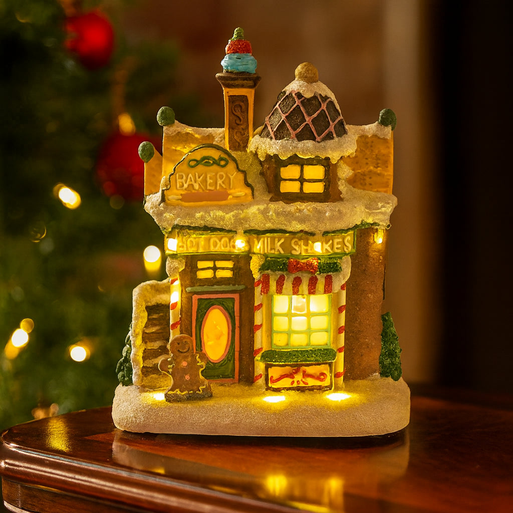 Magasin Éclairé Village de Noël