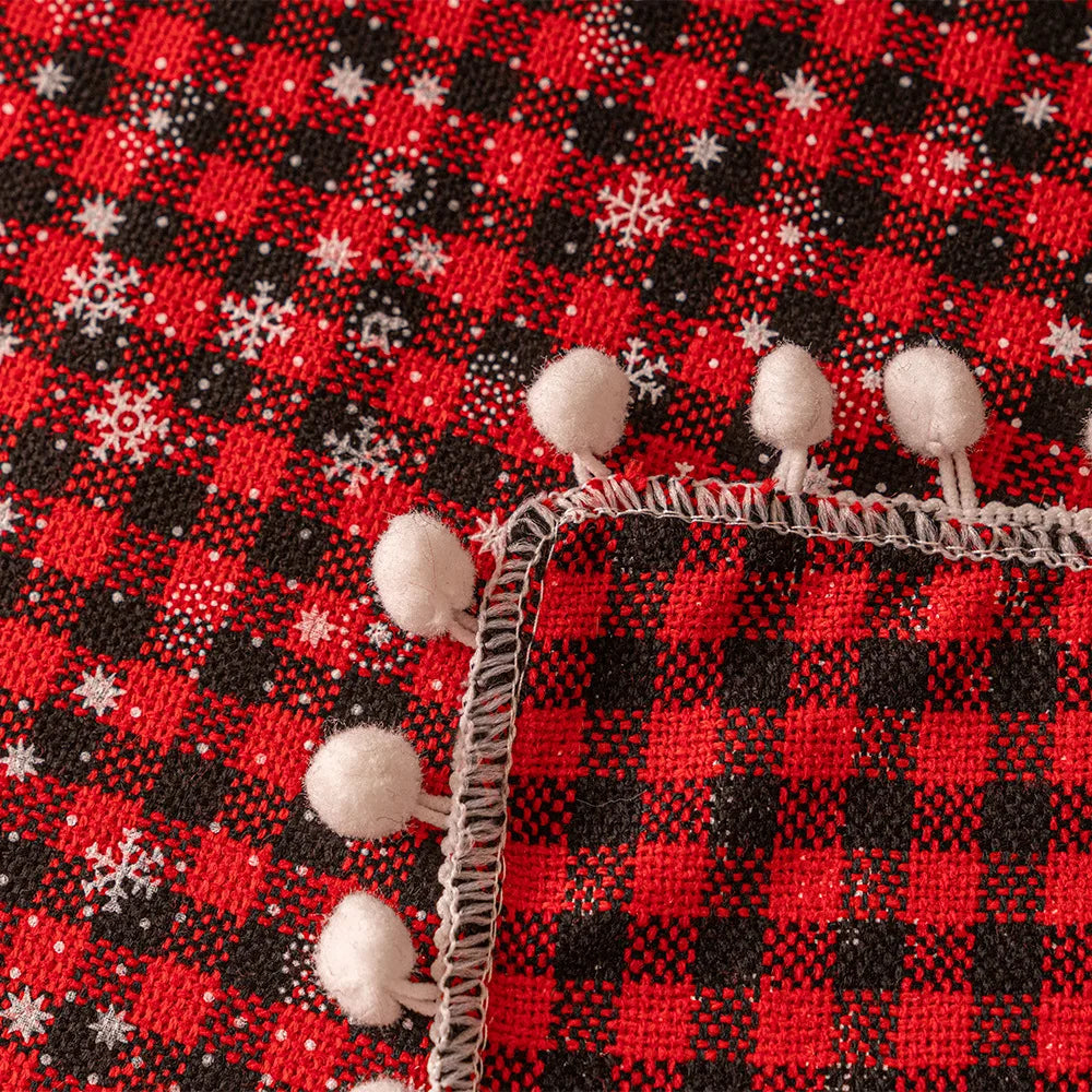 Nappe Carreaux Flocons à Pompons Design